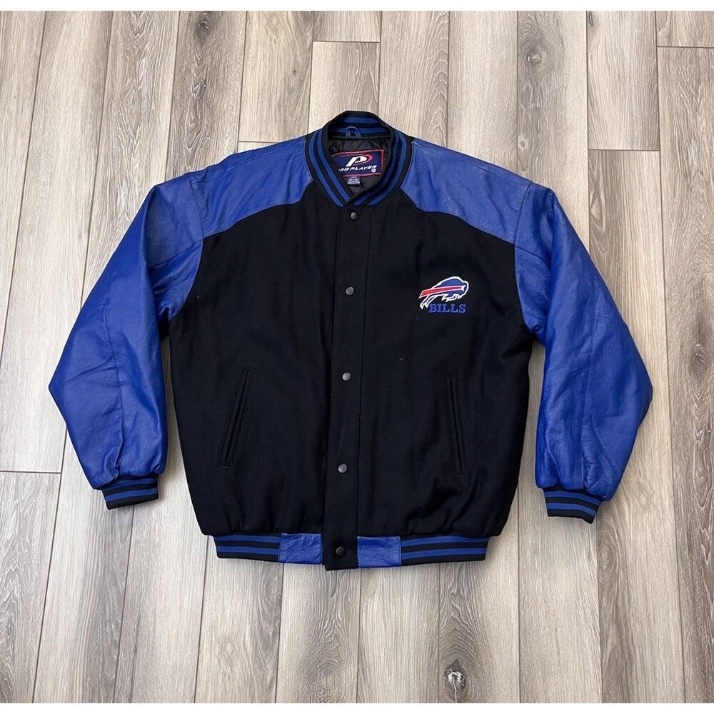 Vintage 90s Buffalo Bills Logo Athletic Pro Player Varsity Jacket Blue Bomber L